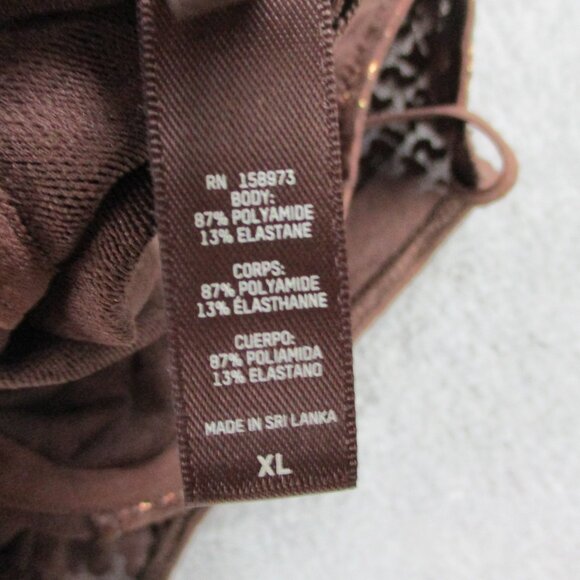 SKIMS Cami Dress Womens XL Bronze Foil Mesh Slip Cami Logo Allover Print NWT - Picture 6 of 7